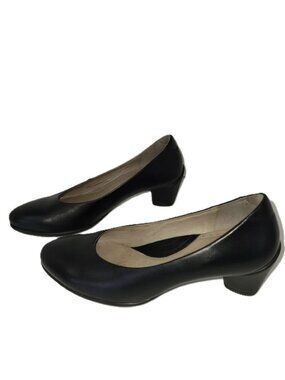 ECCO Sculptured 45 Leather Block Heeled Pump Black EU Size 40 (US 9.0/9.5)